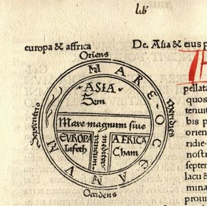 Mapa del Mundo Conocido. Libro XIV, seccin De orbe. Edicin de 1473. Coleccin de libros antiguos de la Universidad de Texas en Arlington