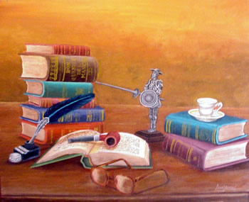 Bodegn con libros - Acrlico