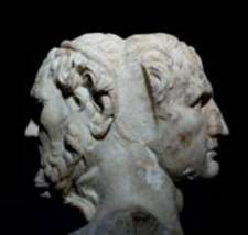 Busto doble de Homero y Menandro. Copia romana de un original griego perdido.