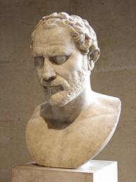 Busto de Demstenes, encontrado en Italia y realizado en mrmol en la poca romana inspirndose en una estatua de bronce de Polieucto (Museo del Louvre, Pars)