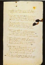 Pgina de uno de los manuscritos del Libro de buen amor, conservada en la Biblioteca Nacional de Madrid.