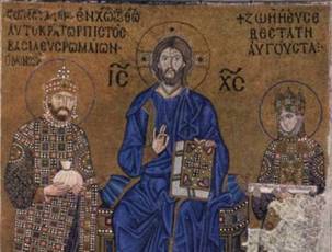 Mosaico de Constantino Monmaco y Zoe en Hagia Sophia.