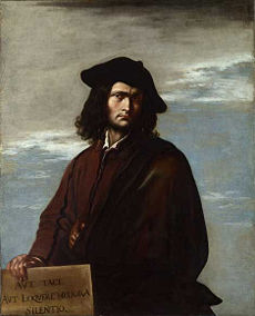 Autorretrato de Salvator Rosa, 1640. Entre el silencio y la palabra, el silencio es mejor, dice la inscripcin; National Gallery de Londres.